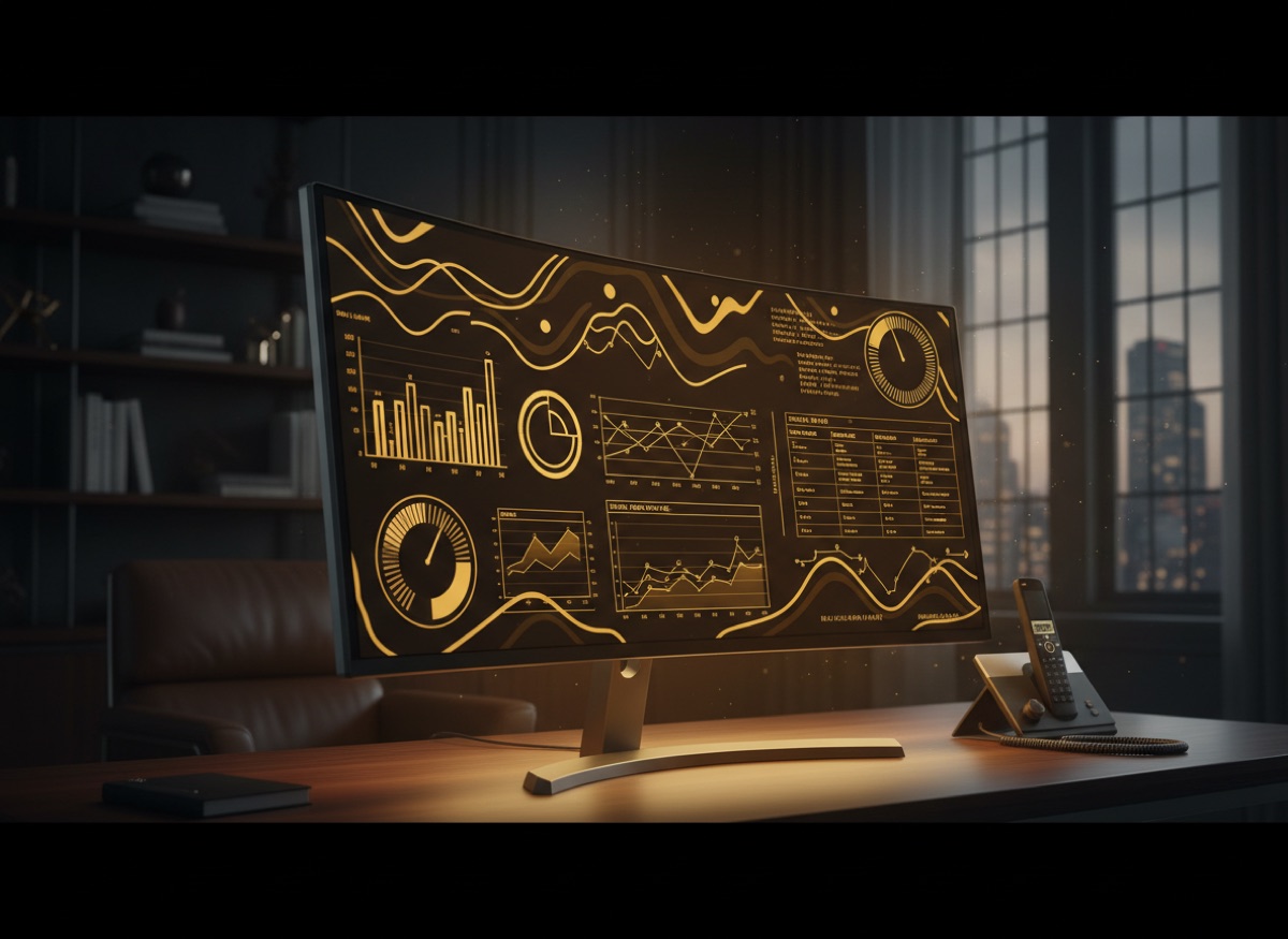 Live business dashboard on a monitor